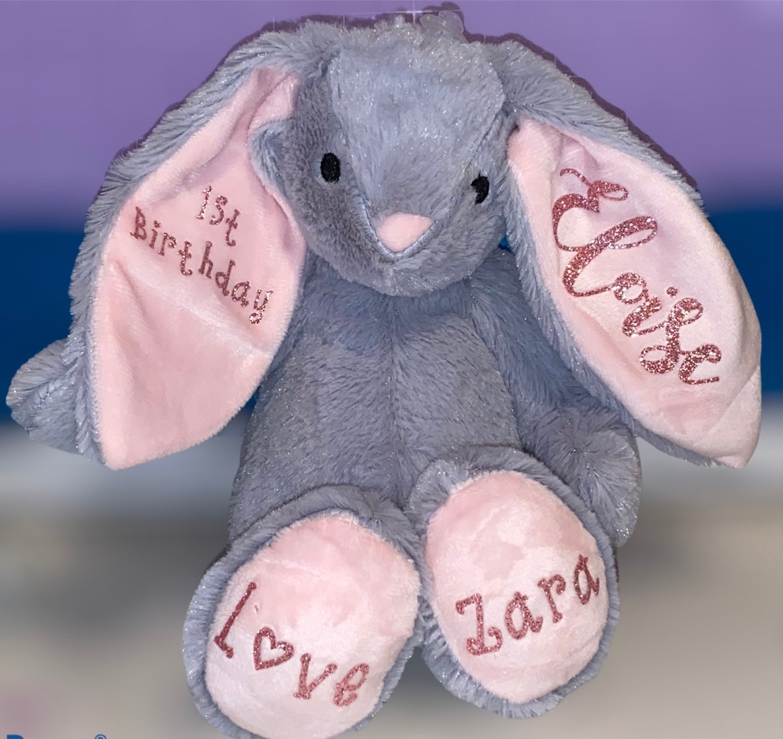 Personalised floppy plush softtoy bunny new baby keepsake gift | Etsy