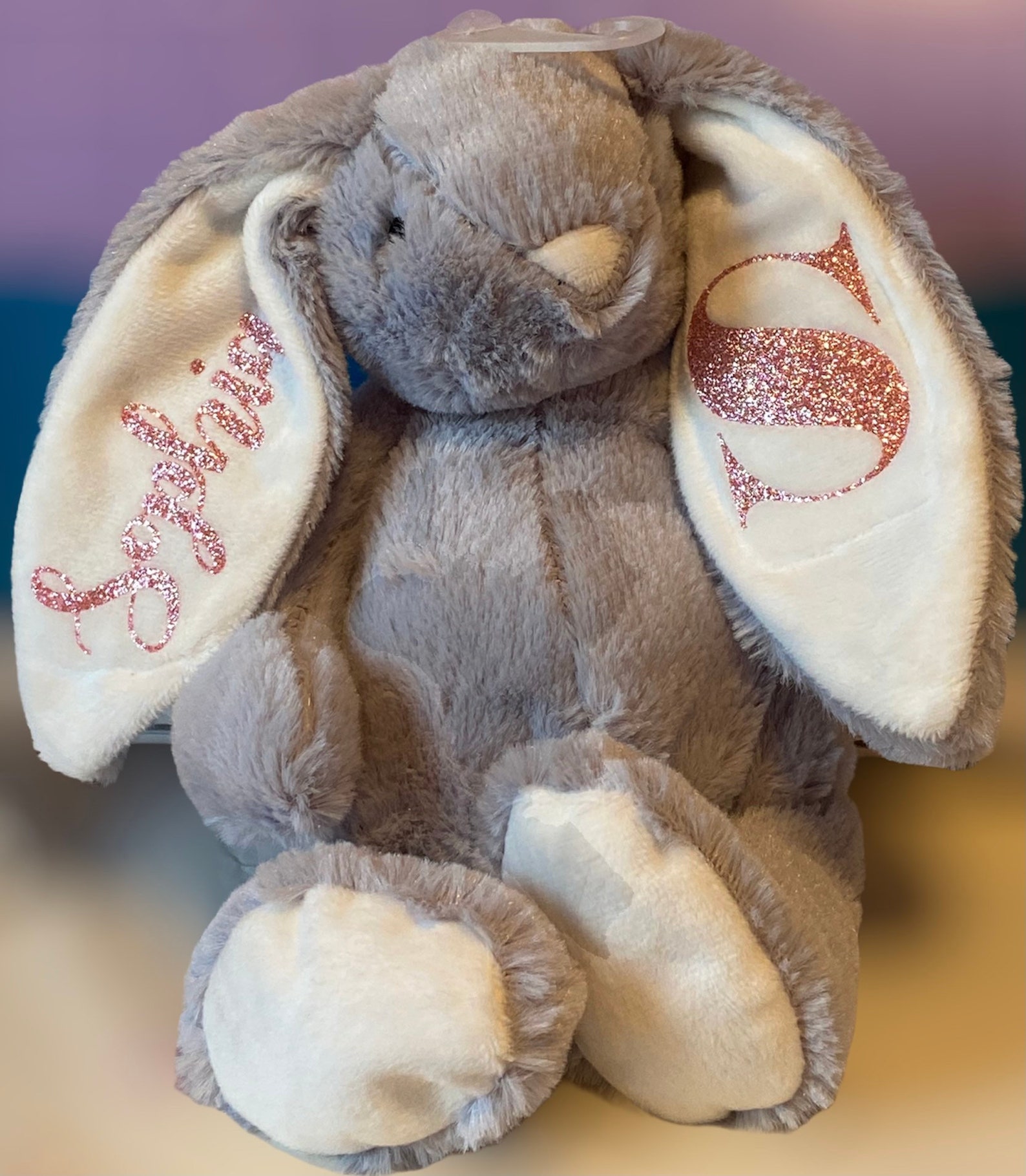 Personalised floppy plush softtoy bunny new baby keepsake gift | Etsy