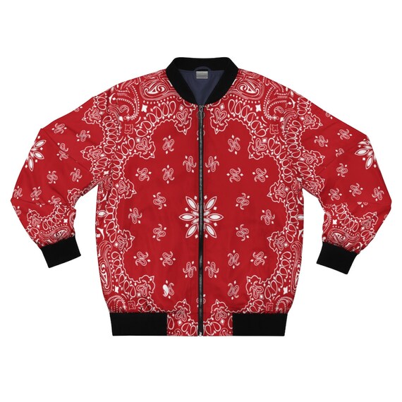 Red Bandana Bomber Style Jacket