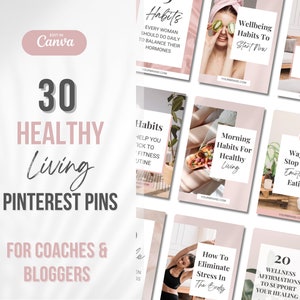 Pinterest Pin Templates, Pinterest Templates For Coaches, Health Wellness Coach, Pinterest Pins Canva, Holistic Coach, Nutrition Template