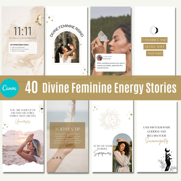 Divine Feminine Stories, Spiritual Template, Instagram Stories, Spiritual Business Template, Mystical, Healing Template, Quotes