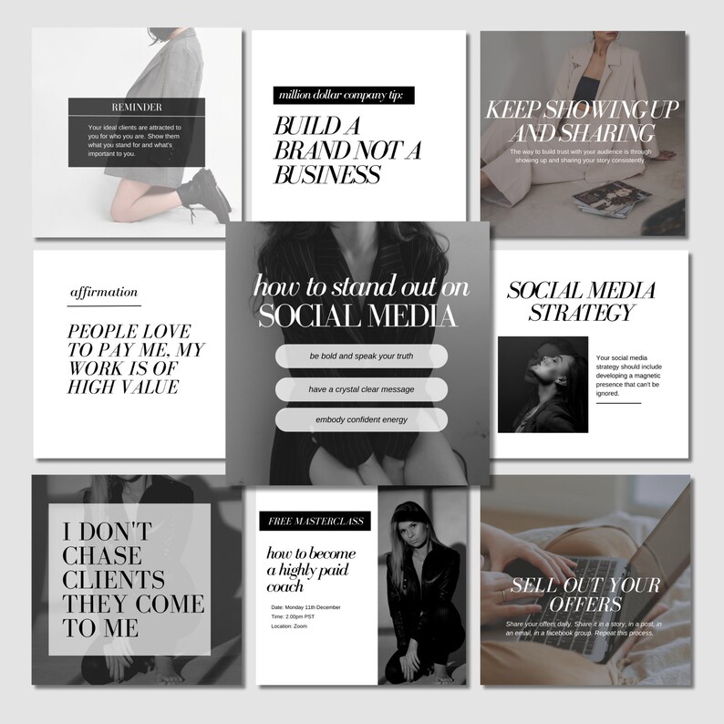 Black and White Instagram Template, Business Coaching Template ...