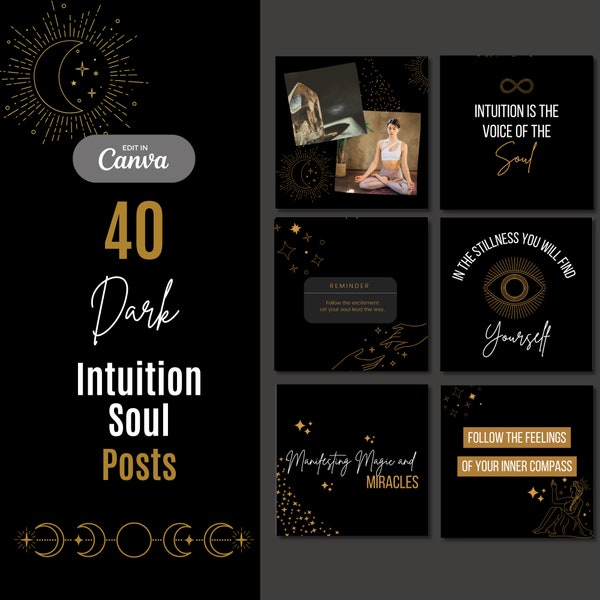 Instagram Spiritual Template, Instagram Posts, Magic, Intuition, Spiritual Coach, Mystical Instagram, Affirmations, Social Media Posts