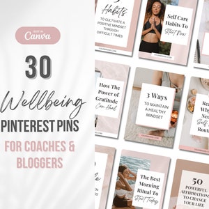Pinterest Pin Templates, Pinterest Pins Canva, Coach Template, Wellness Coach, Health and Wellness, Canva Template, Holistic Coach