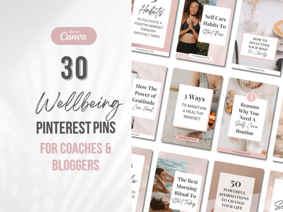 Pinterest Pin Templates, Pinterest Pins Canva, Coach Template, Wellness Coach, Health and Wellness, Canva Template, Holistic Coach