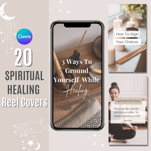 Instagram Reel Covers, Spiritual Template, Health and Wellness, Instagram Reels, Life Coach, Reiki Healer, Canva Template