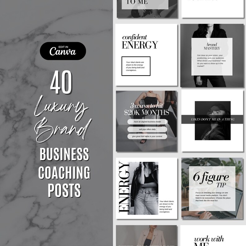 Black and White Instagram Template, Business Coaching Template ...