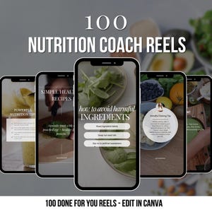 Nutrition Coach Reels, Instagram Reels, Nutrition Instagram Template, Editable Canva Social Media Videos, Health & Wellness Coaches