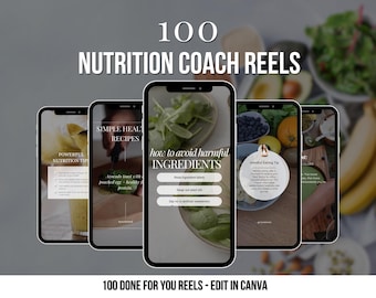 Nutrition Coach Reels, Instagram Reels, Nutrition Instagram Template, Editable Canva Social Media Videos, Health & Wellness Coaches