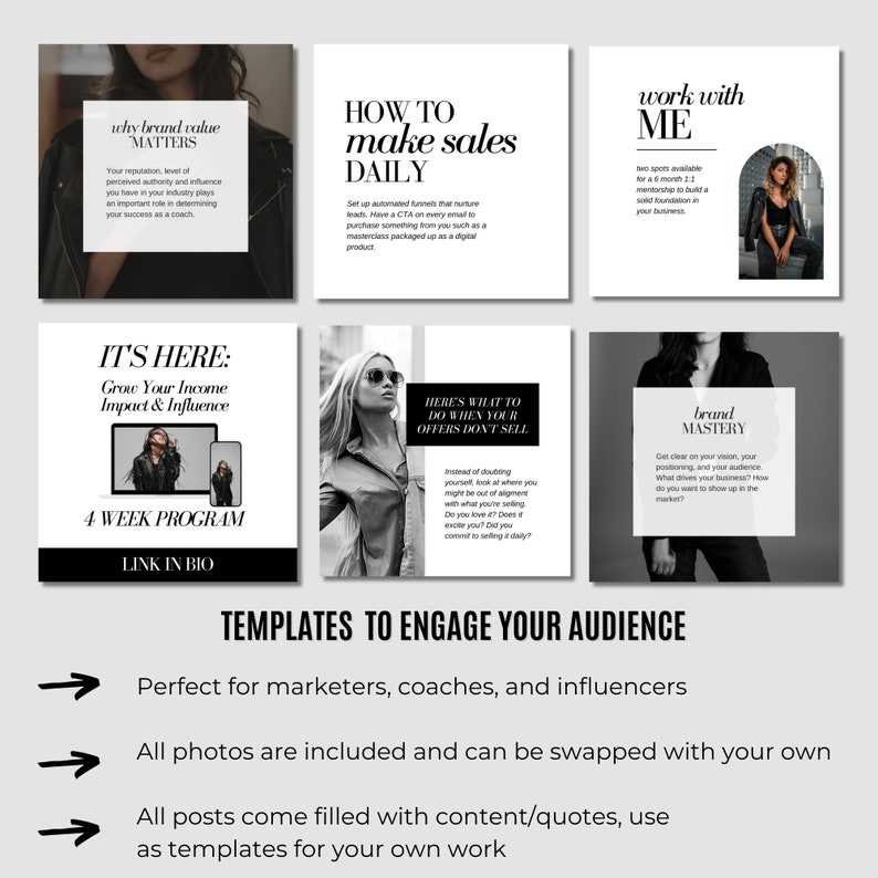 Black and White Instagram Template, Business Coaching Template ...