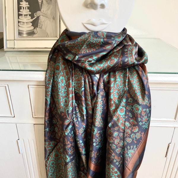 Foulard en soie de style marocain à motif menthe et chocolat - Foulard bohème