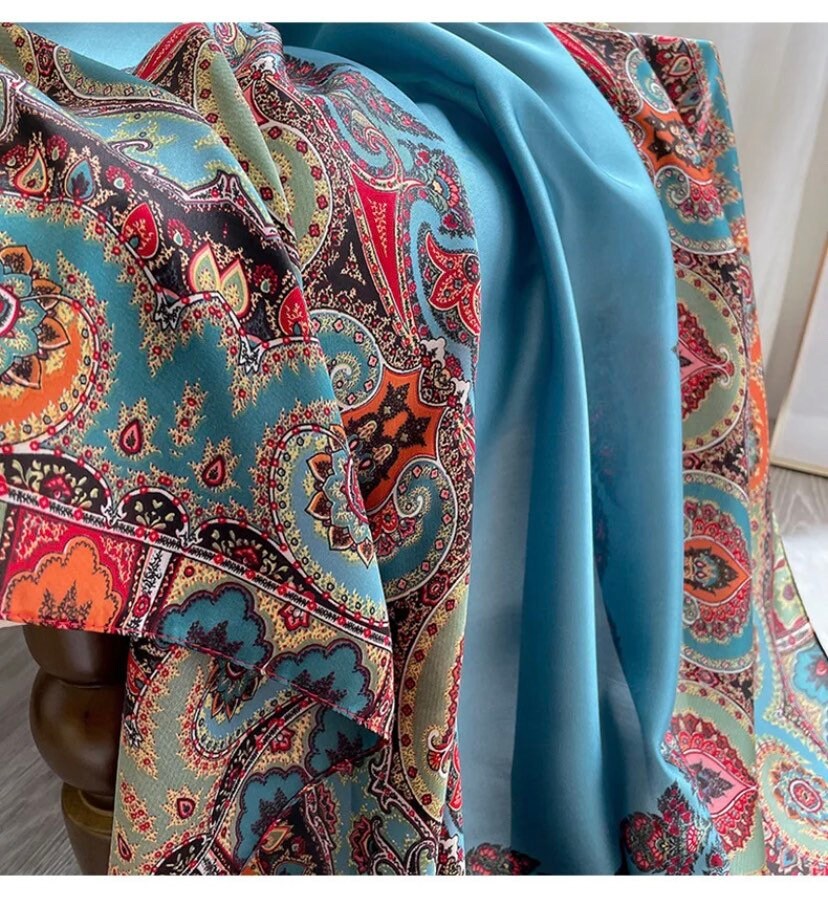 Large Moroccan Style Silk Scarf Multicoloured Silk Scarf - Etsy UK