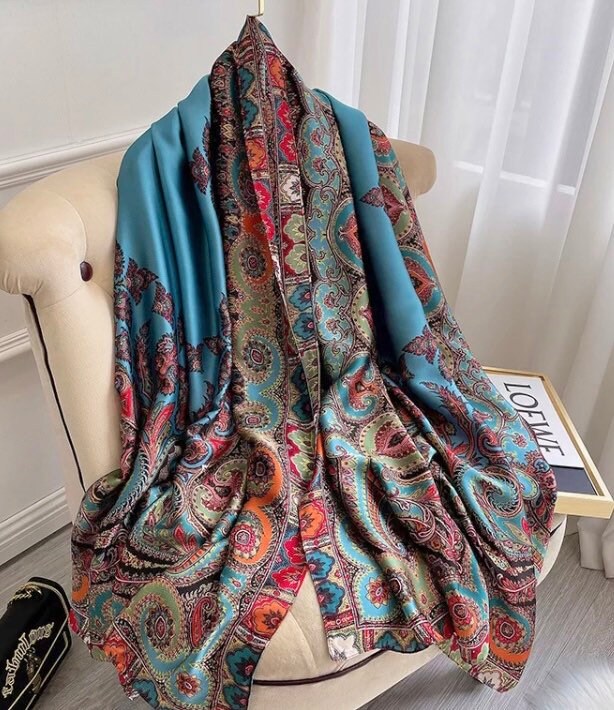 Large Moroccan Style Silk Scarf Multicoloured Silk Scarf - Etsy UK