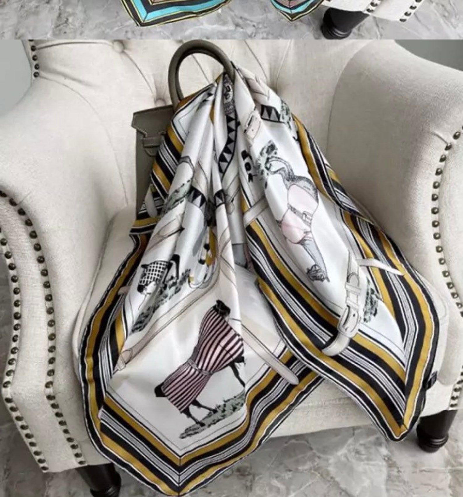 Vintage Horses Print Scarf Horse Scarf Spring Neck Scarf Etsy UK