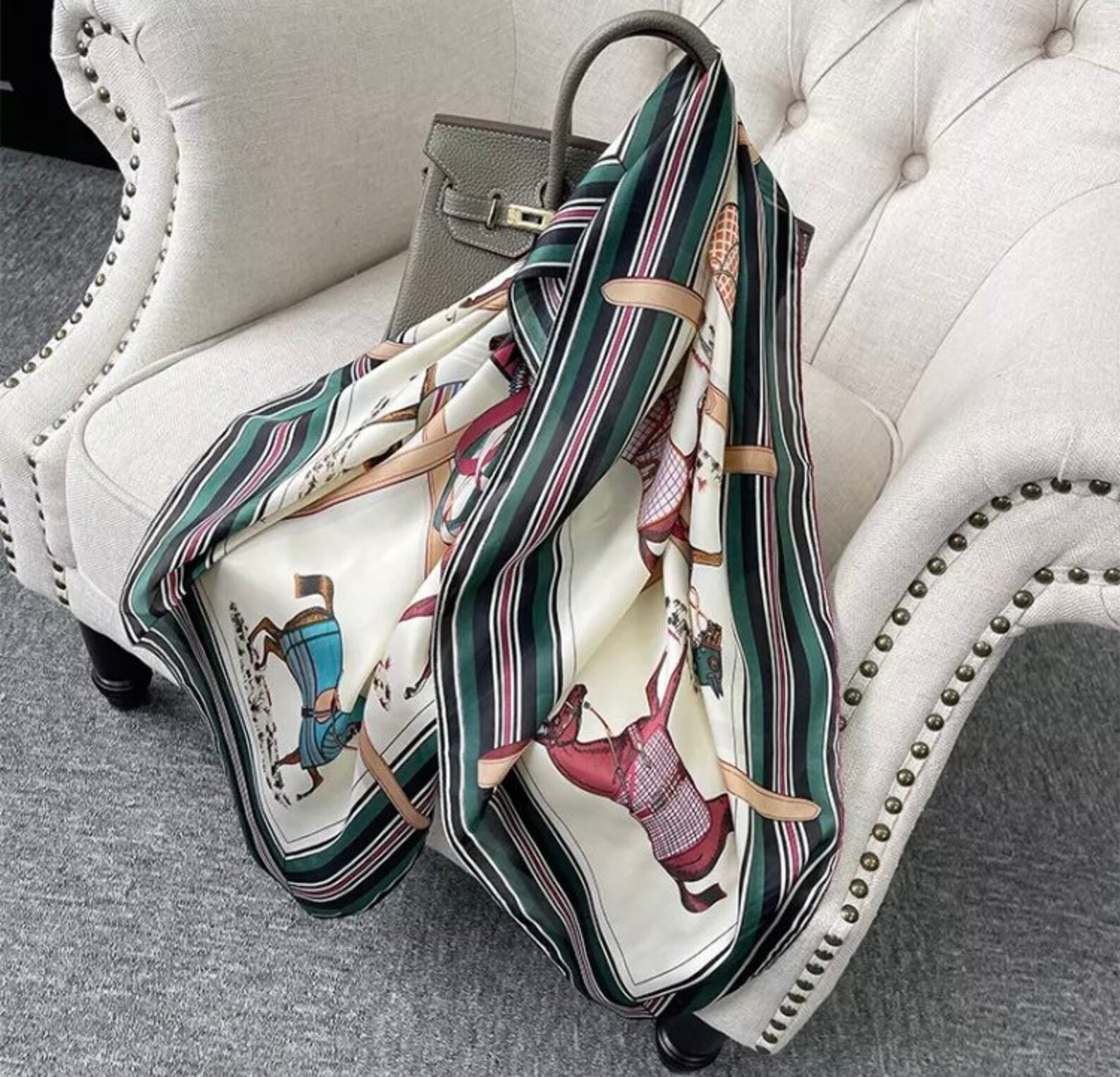 Vintage Horses Print Scarf Horse Scarf Spring Neck Scarf Etsy UK