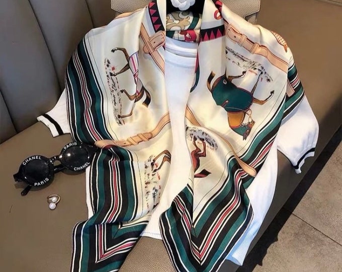 Vintage Horses Print Scarf Horse Scarf Autumn Neck Scarf Etsy