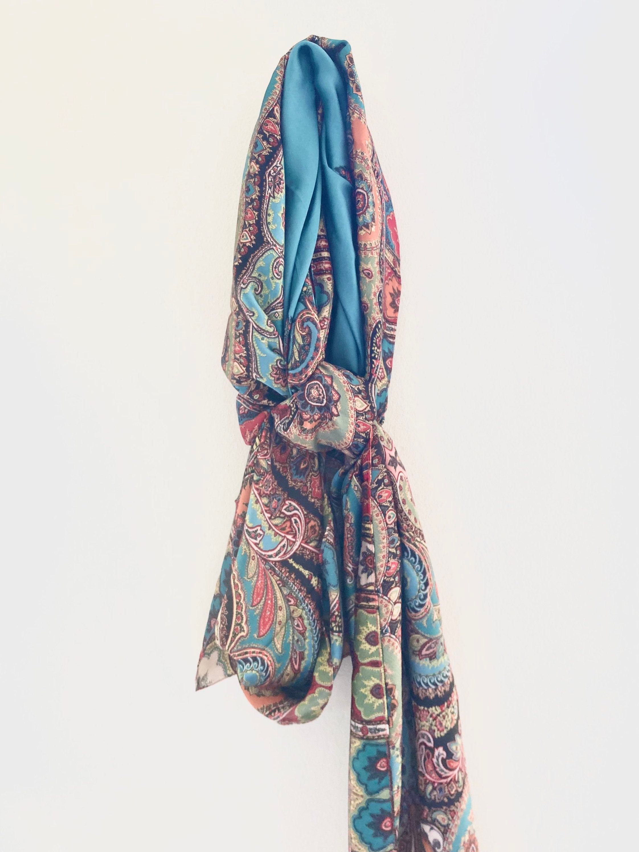 Large Moroccan Style Silk Scarf Multicoloured Silk Scarf - Etsy UK