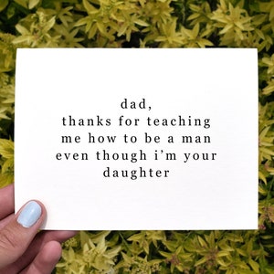 Papá gracias por enseñarme tarjeta divertida imprimible del día del padre, regalo del día del padre, tarjeta de cumpleaños divertida para papá de la hija, tarjeta sarcástica