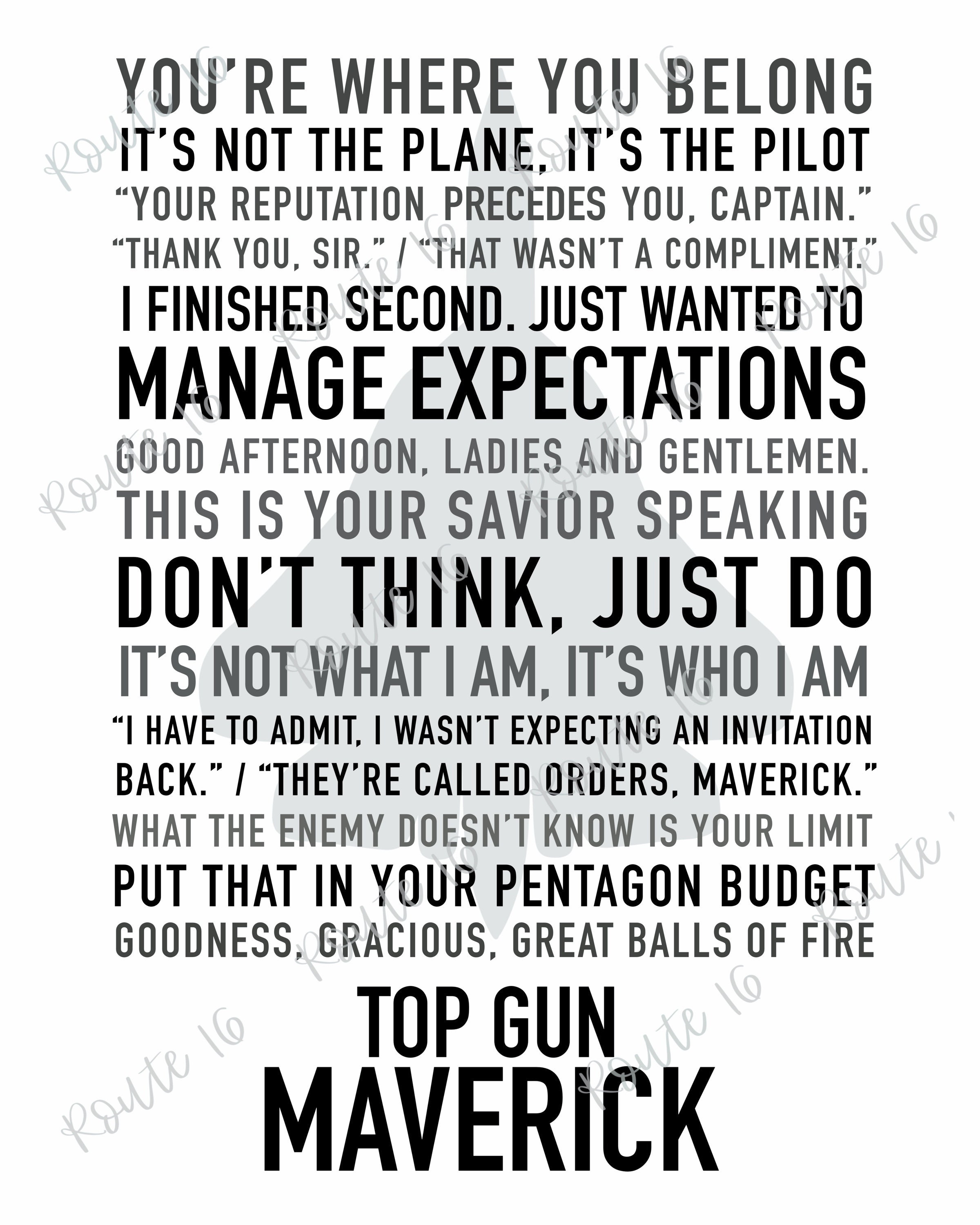 Top Gun Maverick Printable Quotes, Top Gun Wall Art, Pete Mitchell, Top