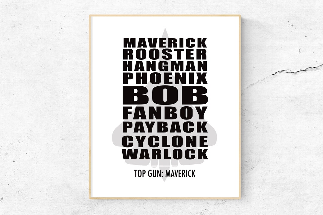 Top Gun Maverick Call Signs Printable, Top Gun Wall Art, Pete Mitchell ...