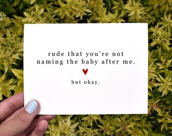 Carte de shower de bébé drôle à imprimer, tu ne donnes pas son nom au bébé, carte de grossesse, panier-cadeau de baby shower, carte de future maman