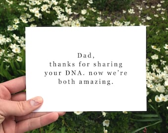 Papá gracias por compartir su ADN Tarjeta divertida imprimible del Día del Padre, Regalo del Día del Padre, Tarjeta de cumpleaños divertida para papá de hijo, de hija