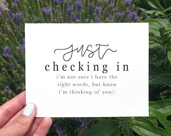 Printable Just Checking In On You Karte, Minimalist Thinking Of You Karte, Beileidskarte, Mama Support Card, Unfruchtbarkeitskarte, Cancer Support