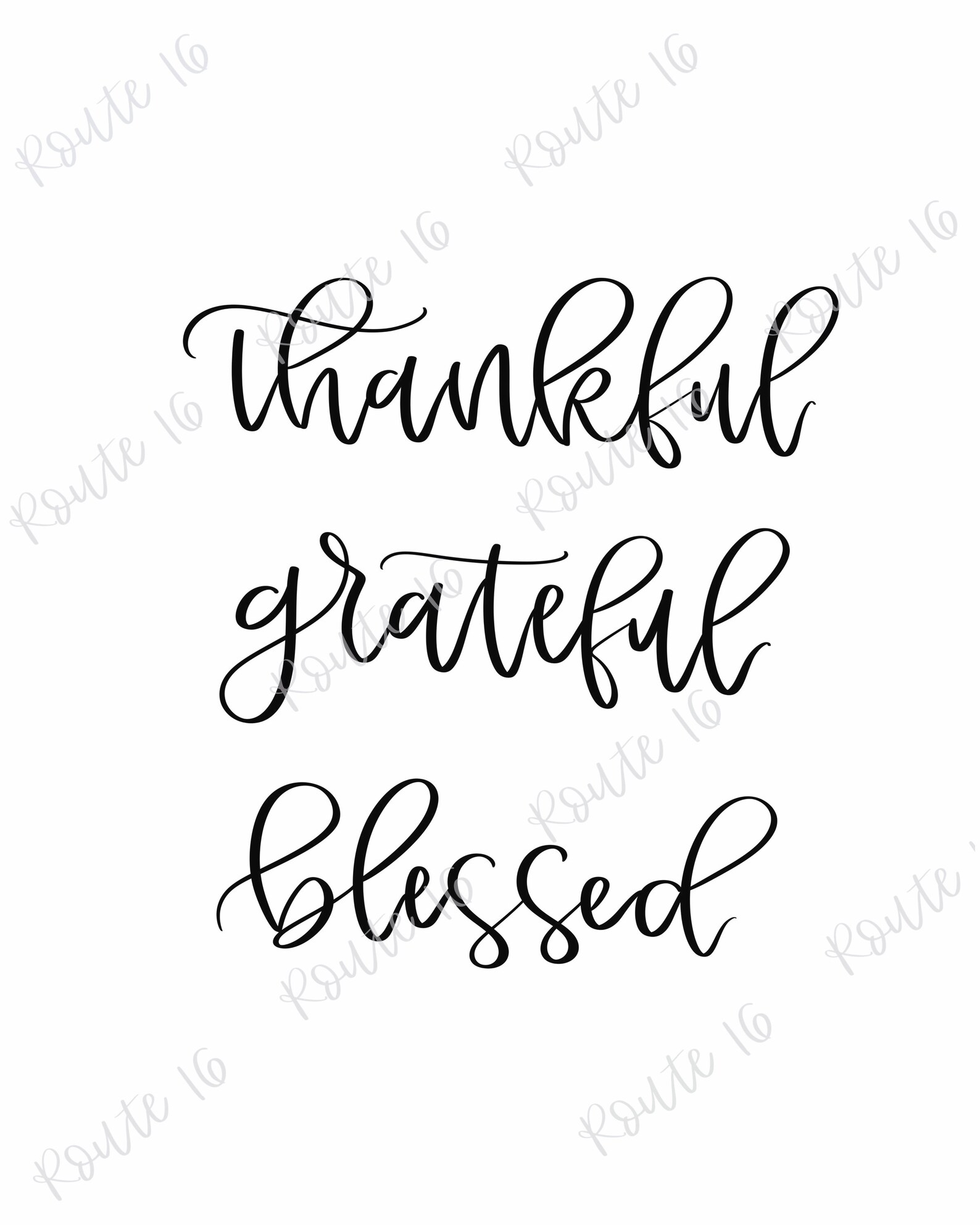 Thankful Grateful Blessed Printable Wall Art Thanksgiving | Etsy