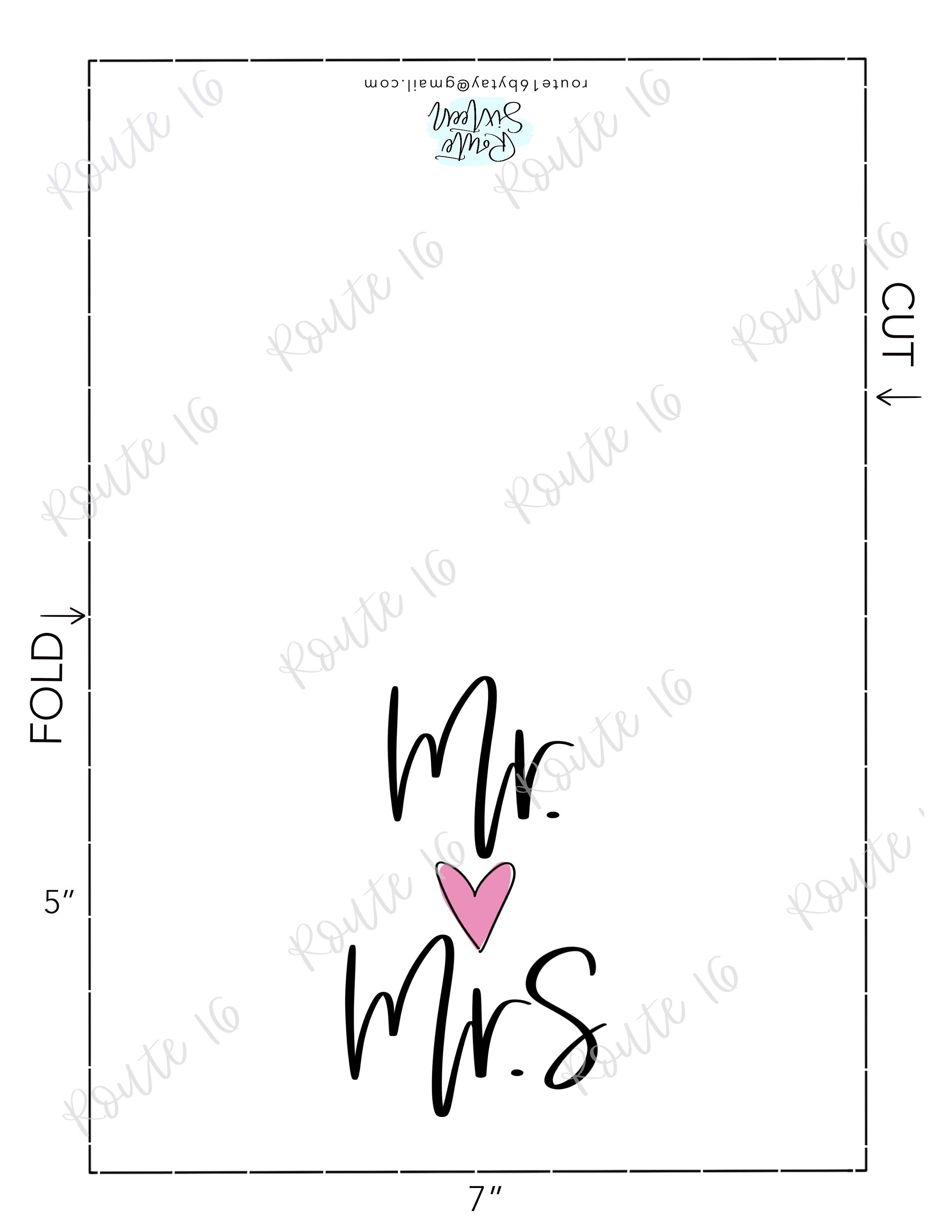 Mr Mrs Card, Printable Wedding Congrats Card, Engagement Card, Card for ...