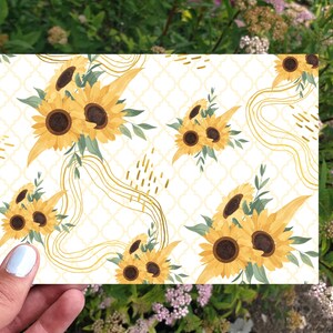 Tarjeta de felicitación con girasol dorado para imprimir, tarjetas para cualquier ocasión, tarjeta floral de verano, tarjeta "porque sí", tarjeta de aliento, tarjetas de agradecimiento de 5 x 7