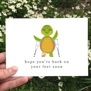 Afdrukbare kaart beterschap, kaart grappig denken aan je, aanmoedigingskaart, gebroken been kaart, schildpad beterschap kaart, je hebt deze kaart
