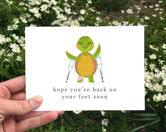 Printable Get Well Soon Card, Funny Thinking Of You Card, Encouragement Card, Broken Leg Card, Turtle Get Well Card, You Got This Card