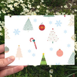 Printable Blank Christmas Greeting Card, Christmas Gift Basket Card, Xmas Card, Neighbor Christmas Gift, Christmas Tree Candy Cane Card