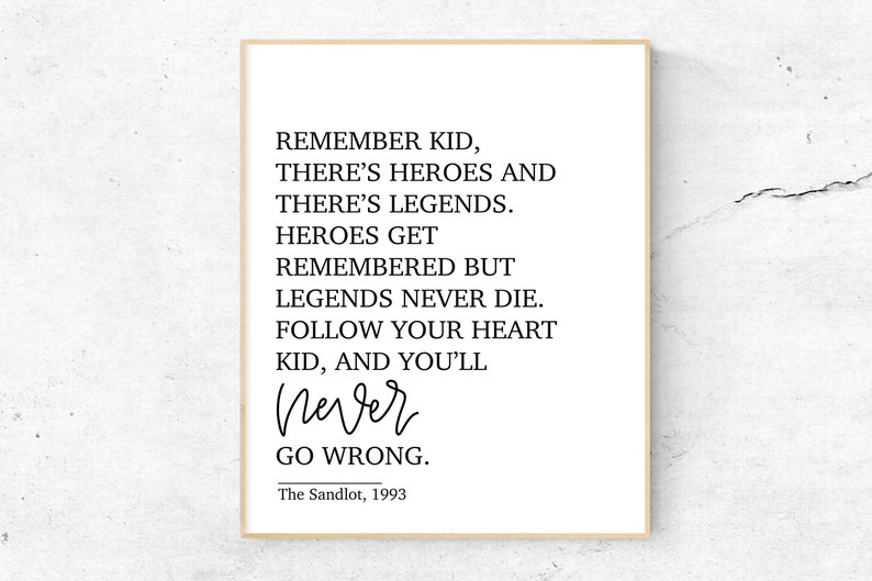 The Sandlot Quote Printable Wall Art, Inspirational Kids Room Decor, Modern Nursery Wall Art ...