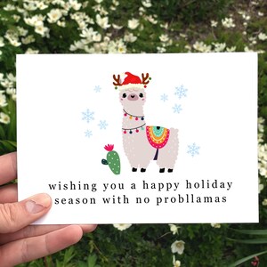 Carte de Noël drôle à imprimer pour voisin, carte de lama drôle, carte de joyeuses fêtes, pas de problèmes, carte de lama de Noël, jolie carte de Noël