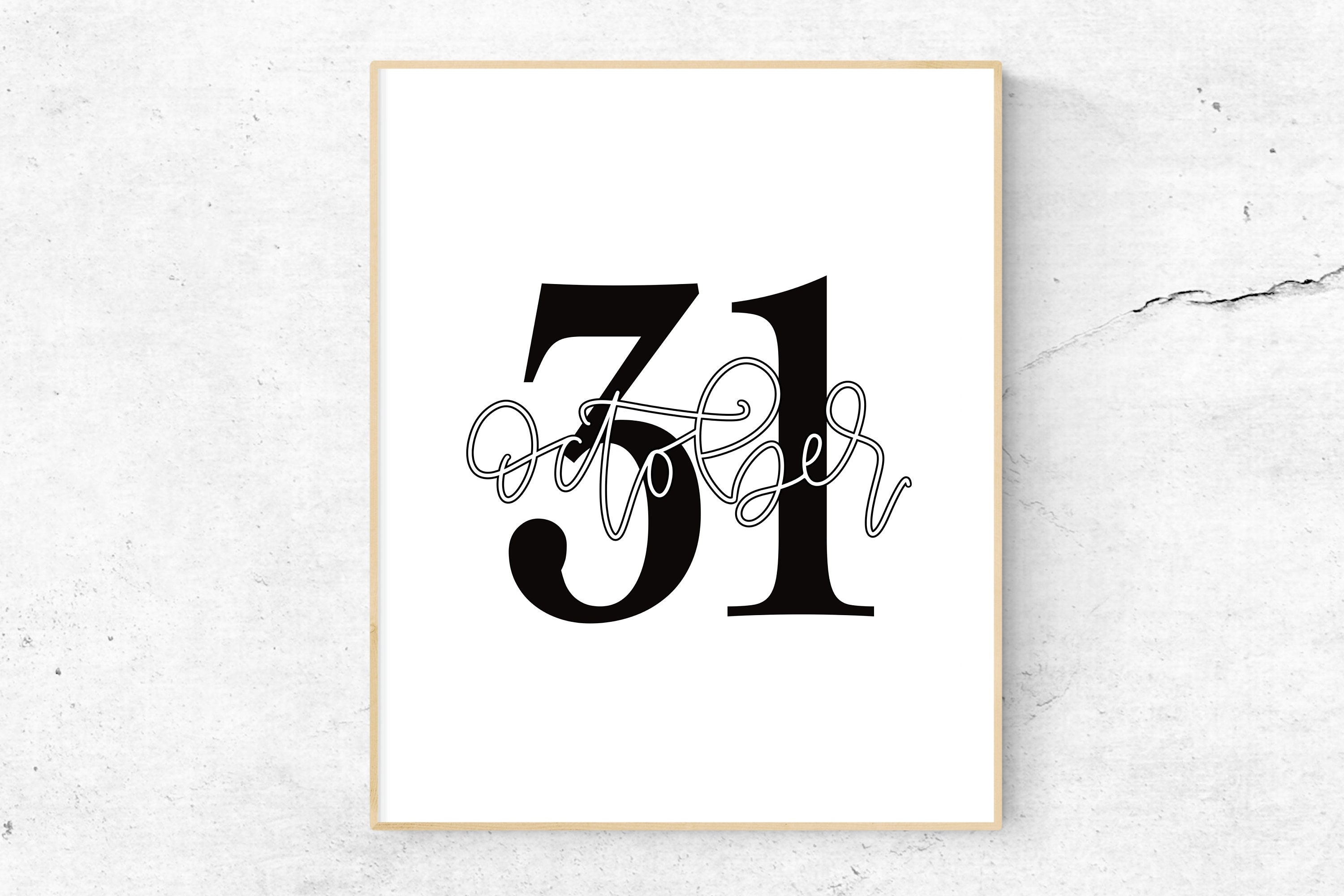 October 31 Printable Halloween Wall Art, Halloween Sign, Halloween ...