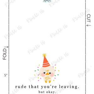 Printable Funny Congrats Card, Rude That You're Leaving Card, Coworker Card, Going Away Gift, Congrats New Job Card, Funny Retirement Card image 3