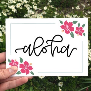 Tarjeta Aloha imprimible, Tarjeta de descarga instantánea, Descarga digital Tarjeta Aloha Blossom, Tarjeta minimalista, Tarjeta de amistad, Tarjeta de nuevo vecino de Hawái