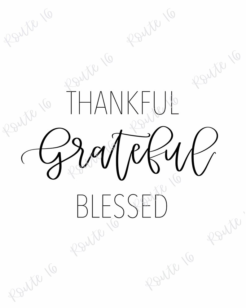 Thankful Grateful Blessed Printable Wall Art Nursery Wall - Etsy