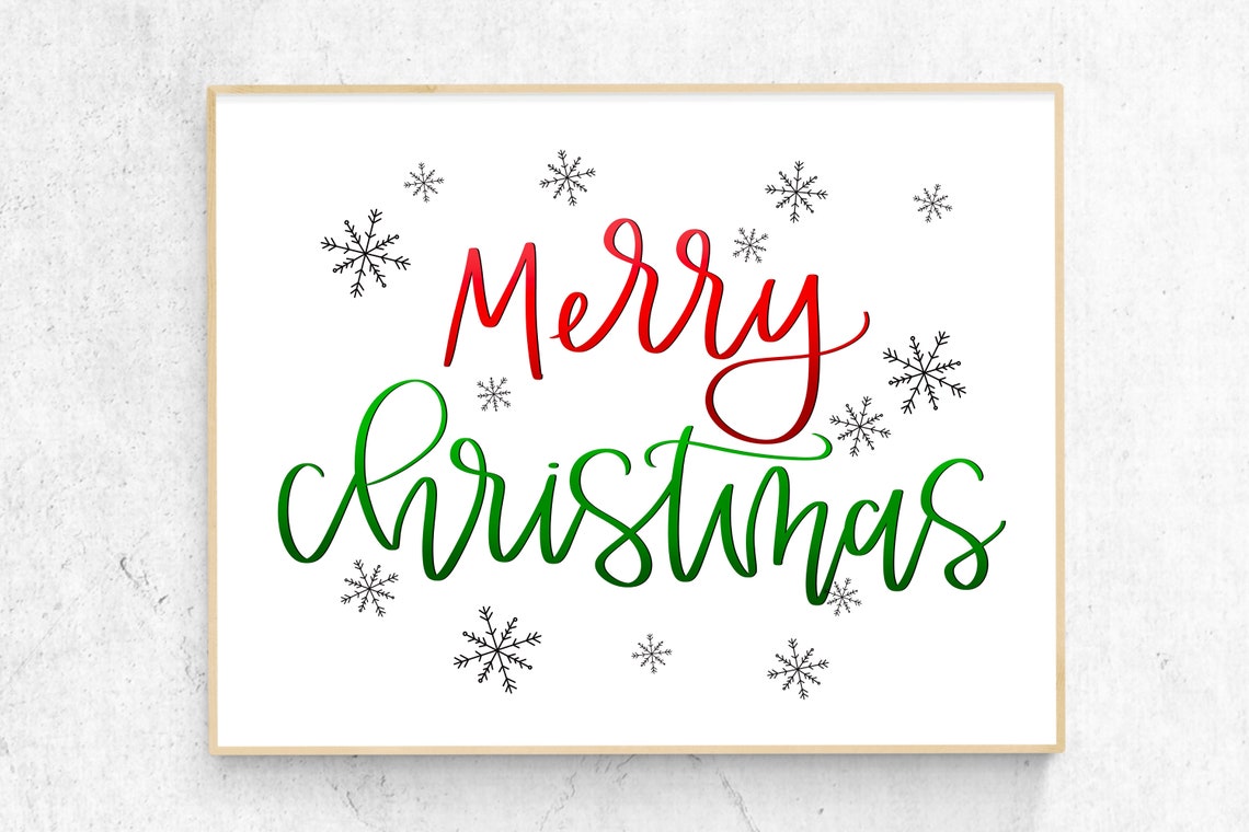 Merry Christmas Printable Wall Art Christmas Decor Merry - Etsy
