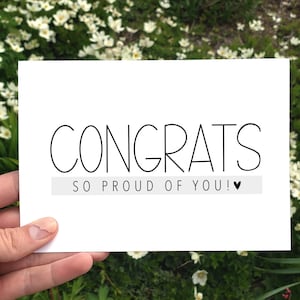 Gefeliciteerd zo trots op je kaart, afdrukbare afstudeerkaart, nieuwe jobkaart, goed gedaan kaart, afstudeerkaart, babyshowerkaart, prestatiekaart