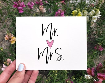 Tarjeta de Sr. y Sra., Tarjeta de felicitación de boda imprimible, Tarjeta de compromiso, Tarjeta para novios, Tarjeta de Sr. y Sra., Tarjeta sencilla para despedida de soltera