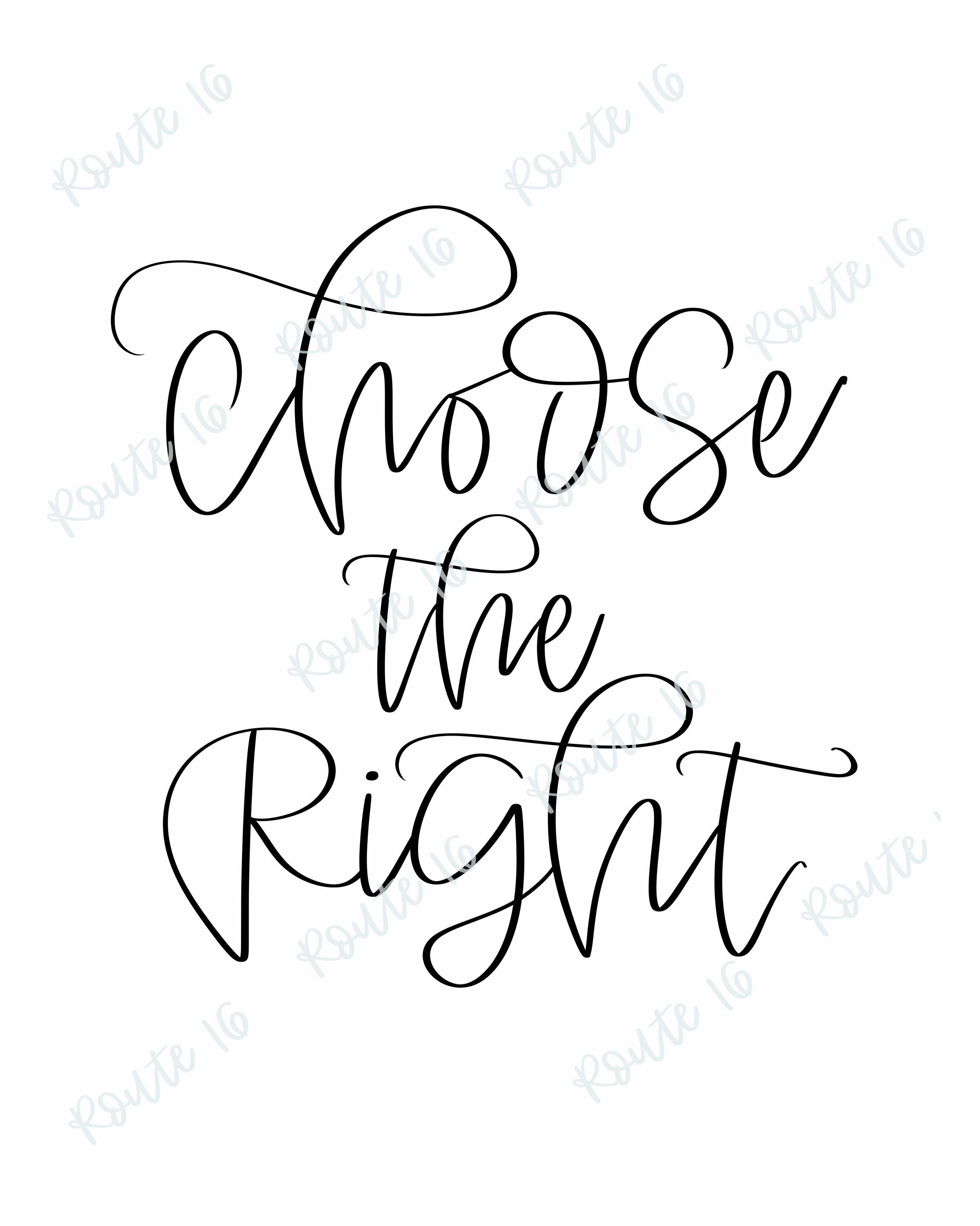 CTR Choose the Right Printable, LDS Quote, LDS Primary, Minimalist Wall ...