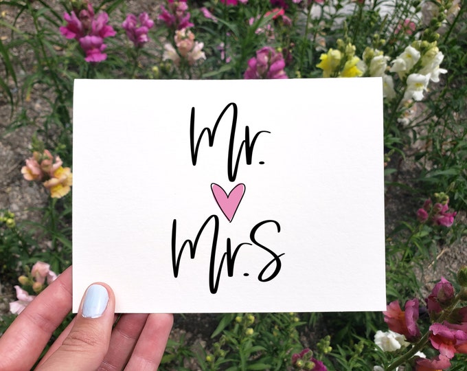 Mr &amp; Mrs Printable, Wedding Card Congratulations, Bride and Groom Card ...