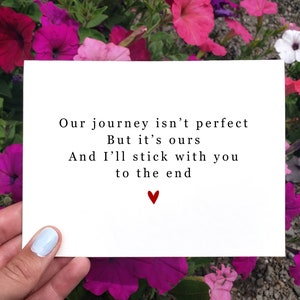 Nuestro viaje no es perfecto, tarjeta de aniversario imprimible, tarjeta te amo, tarjeta romántica para él, tarjeta del día de San Valentín, tarjeta de novio, matrimonio