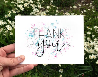 Thank You Paint Splatters Card, Instant Download Card, Printable Thank You Card, Wedding Thank You Card, Baby Shower Thank You Card