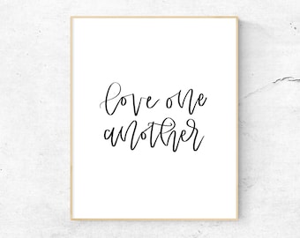 Ámense unos a otros Arte de pared imprimible, Cita inspiradora, Cita de amor, Arte de pared SUD, Verso bíblico imprimible, Arte de pared moderno, Decoración cristiana