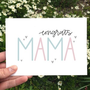 Tarjeta Imprimible Congrats Mama, Tarjeta Minimalista Baby Shower, Tarjeta New Mom, Tarjeta Felicitaciones Nuevo Bebé, Regalo Embarazo, Baby Shower Simple