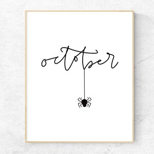 October Printable Wall Art, Cute October Halloween Sign, Minimalist Halloween Line Art Print, Halloween Decor, Halloween Printable Sign