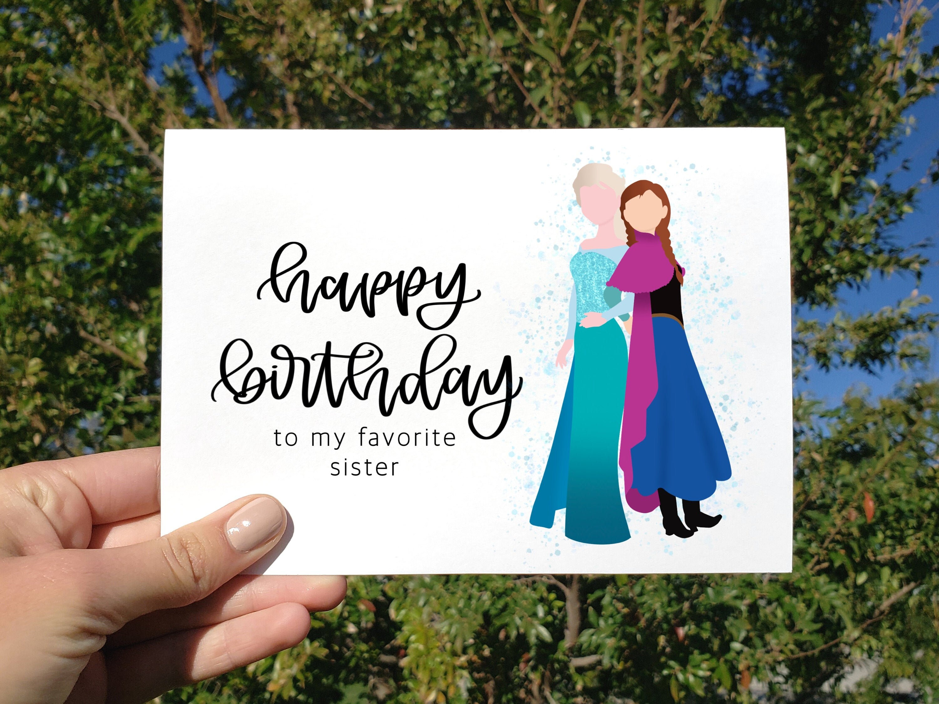 Printable Birthday Card Elsa And Anna Card Frozen Card Card | Etsy